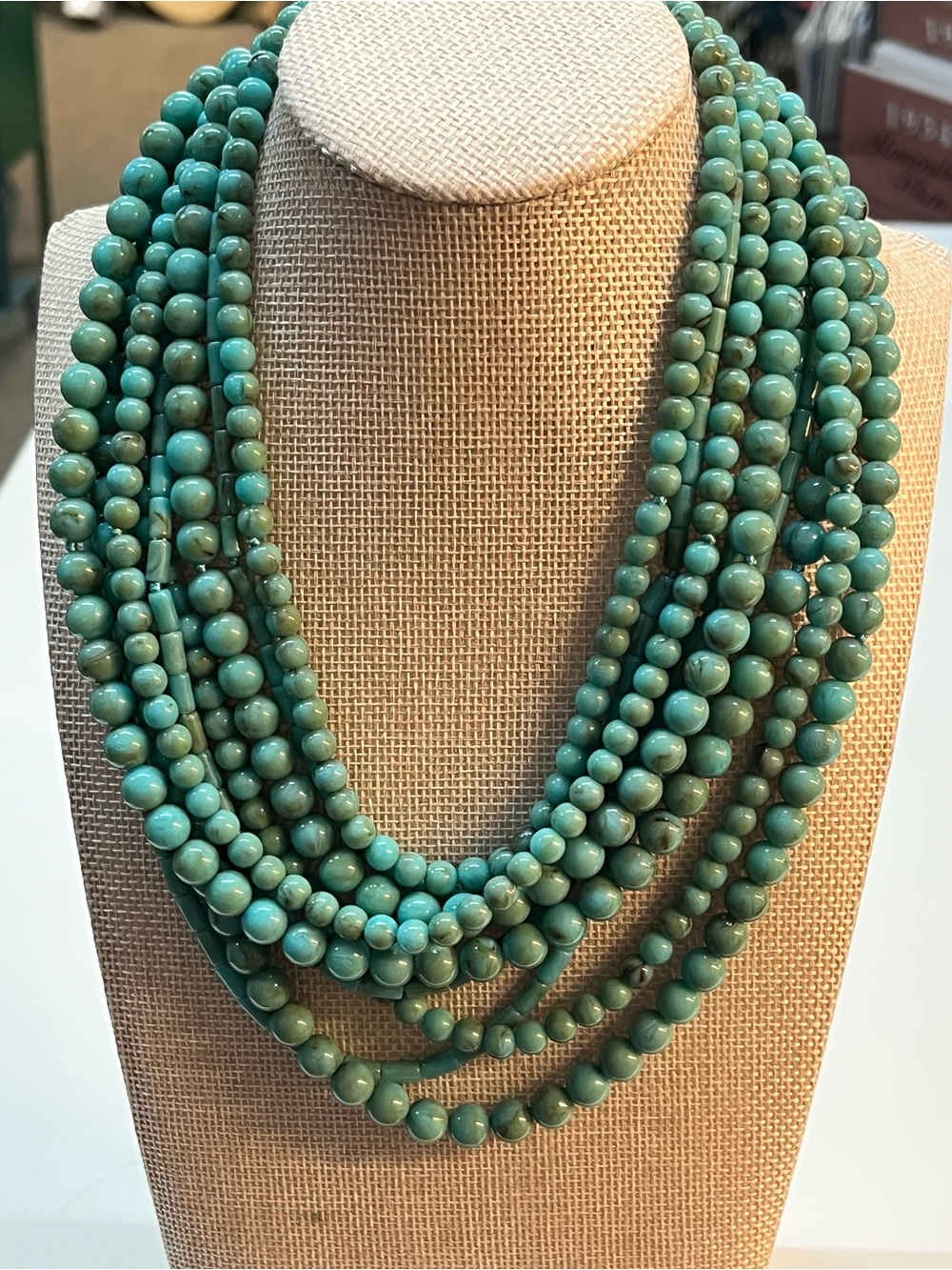 Premier Designs ‘Acapulco’ 8 Strand Faux Turquoise Beaded Statement Necklace